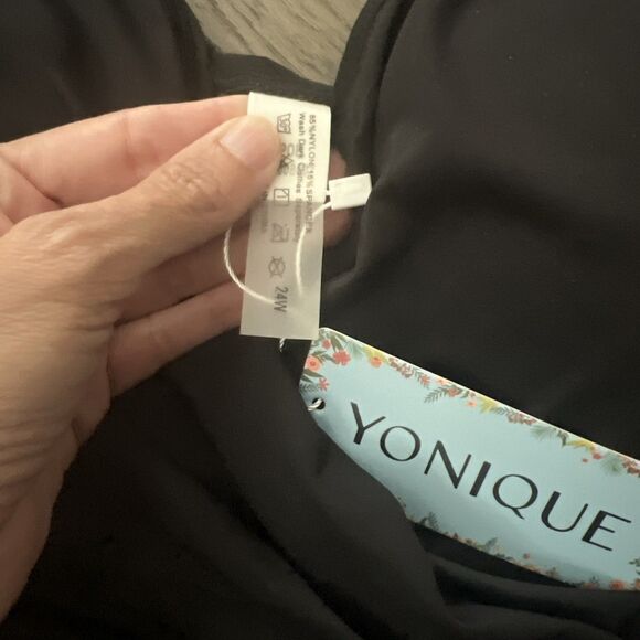Yonique Solid Black One Piece Swimsuit Women's Size 24W NWT - Picture 3 of 5